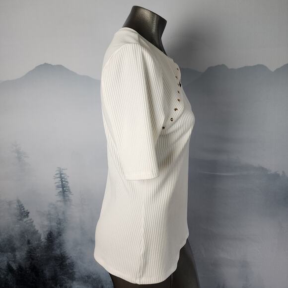 I.N.C. International Concepts Ribbed Studded Cutout Top | Women's Large - Picture 5 of 14